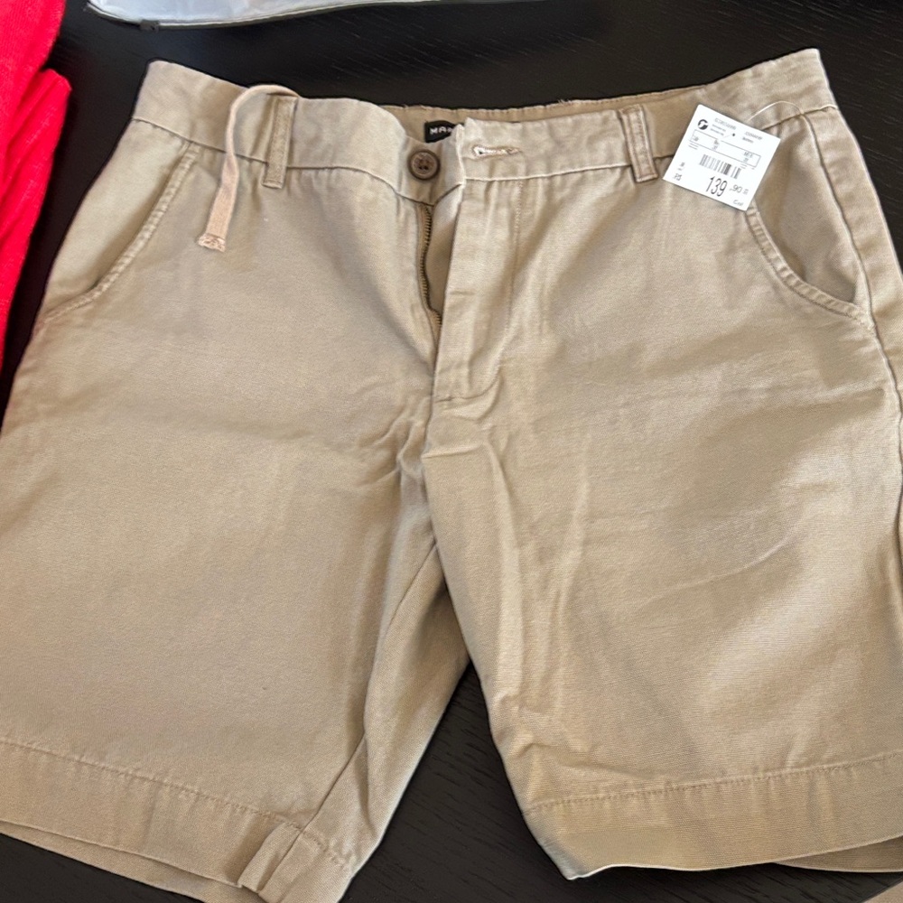 Men's Tan Flat Front Shorts